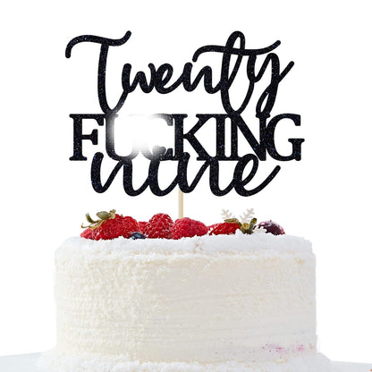 Unoggsor Twenty Fucking Nine Cake Topper - Happy 29th Birthday Cake Decor - Cheers to 29 Years Birthday Party Decorations Supplies, Black Glitter