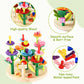 Wooden Flower Garden Building Toys for Kids, STEM Educational Activity Preschool Kit Gift for Boys Girls Age 3 4 5 6 7 Years Old, Stacking Game