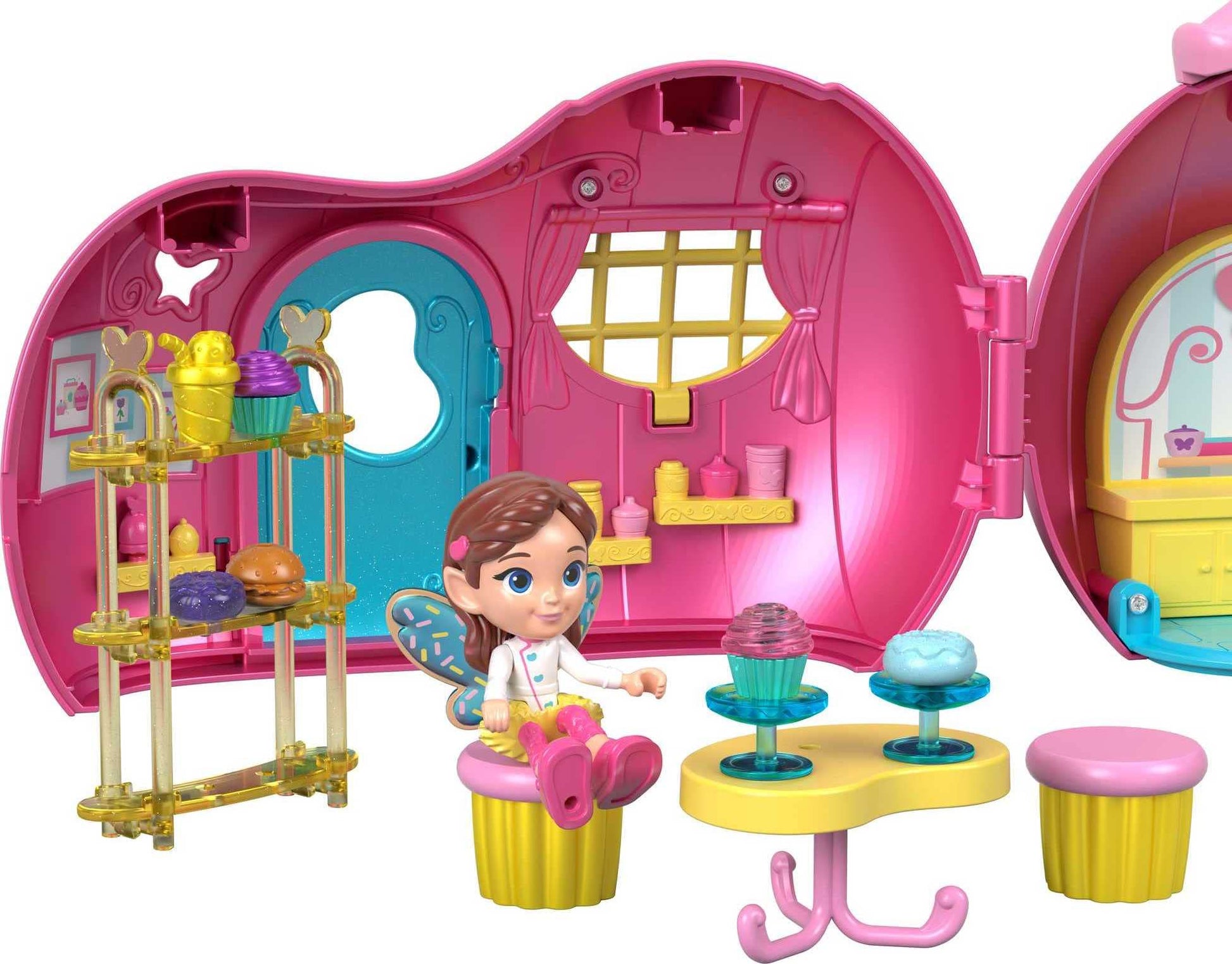 Fisher-Price Butterbeans Café Preschool Toy, On-The-Go Café Playset with Fairy Figure & 20 Accessories for Pretend Play Kids Ages 3+ Years