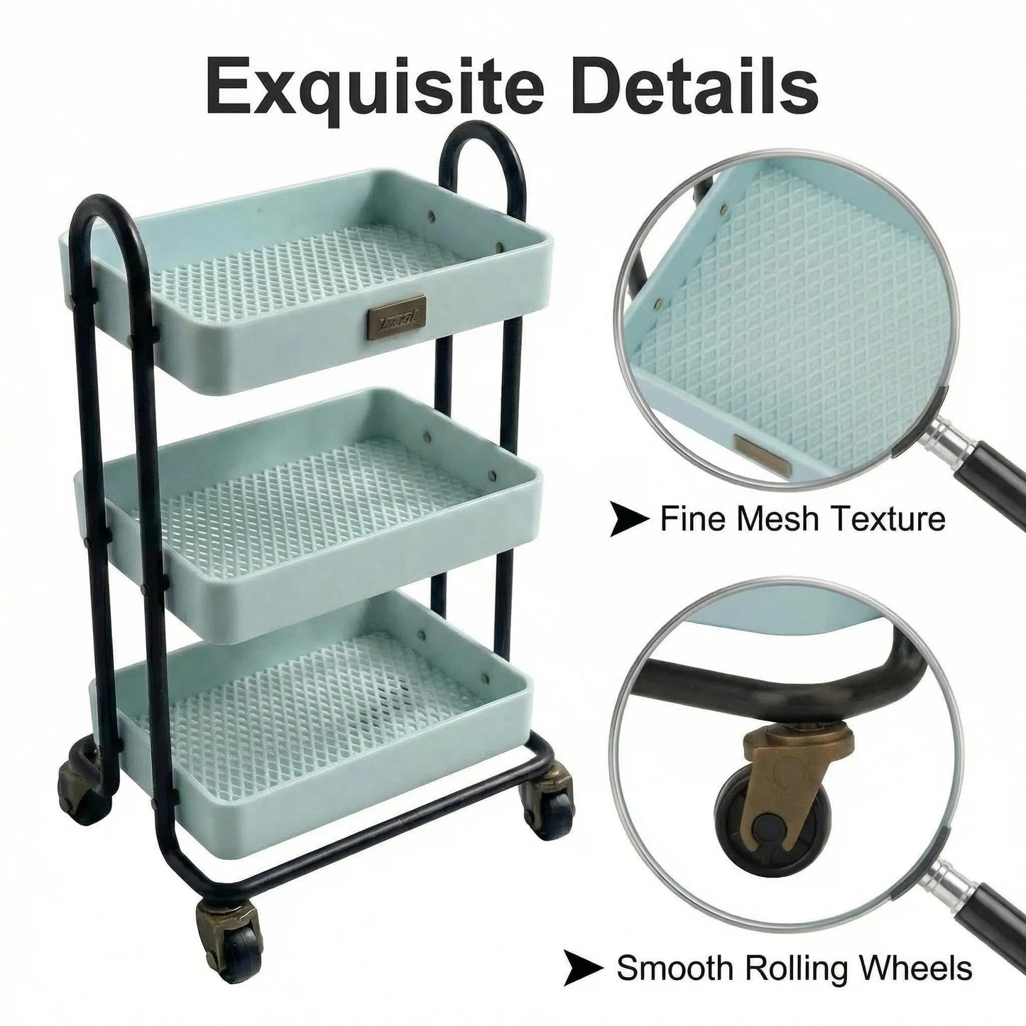 1:6 Scale Dollhouse Miniature Handcart, 3-Tier Rolling Storage Cart with Wheels for Mini Kitchen, Restaurant, Trolley Display & DIY Dollhouse