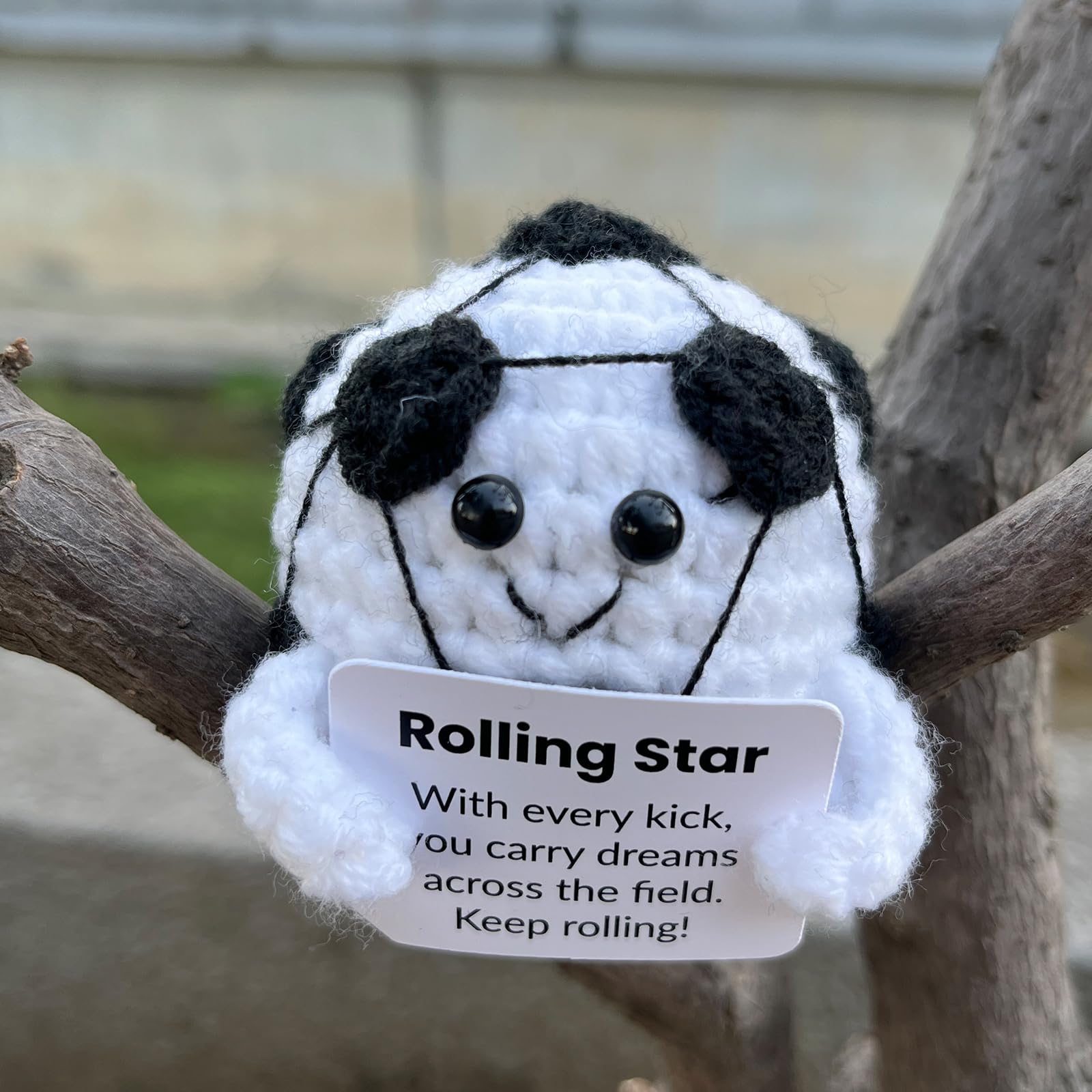 PLWalker Soccer Emotional Support Soccer Ball Gifts Plush Plushy, Positive Crochet Stuffed Doll Inspirational Plushies