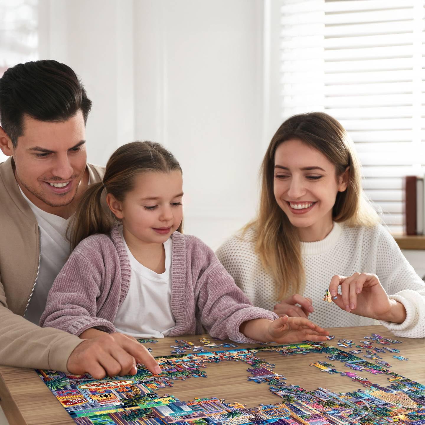 Boardwalk Las Vegas Strip 1000 Piece Jigsaw Puzzle Colorful Nevada Travel Puzzles with Premium Box, Gift for Adults and Family 19"x26"
