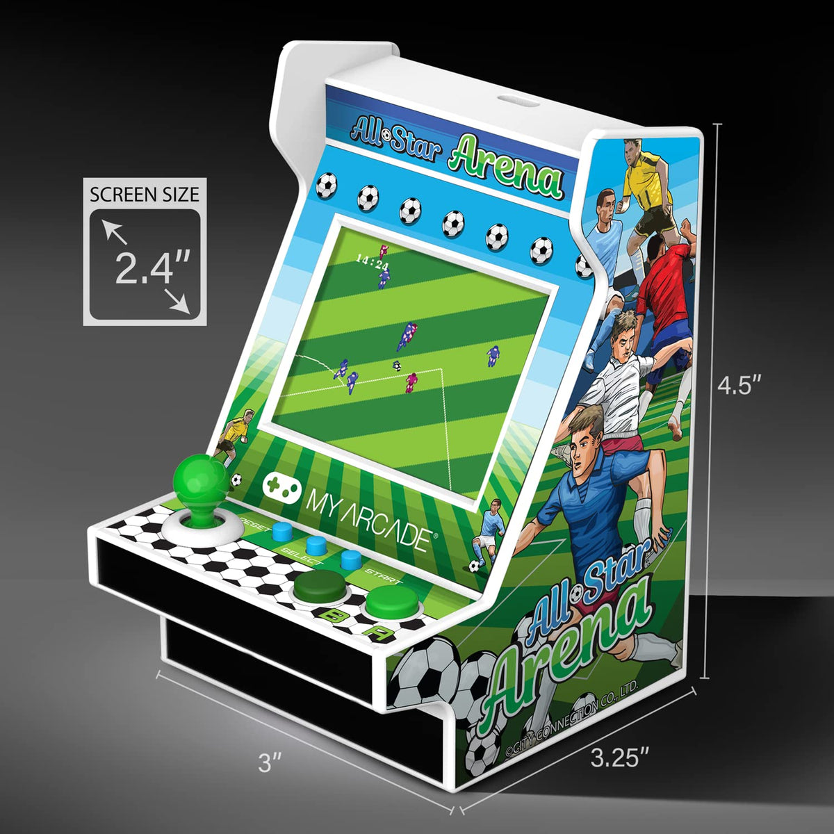 MY ARCADE All-Star Arena Nano Player - 4.5" Fully Playable Portable Mini Arcade Machine with 207 Retro Games, 2.4" Screen Color Display
