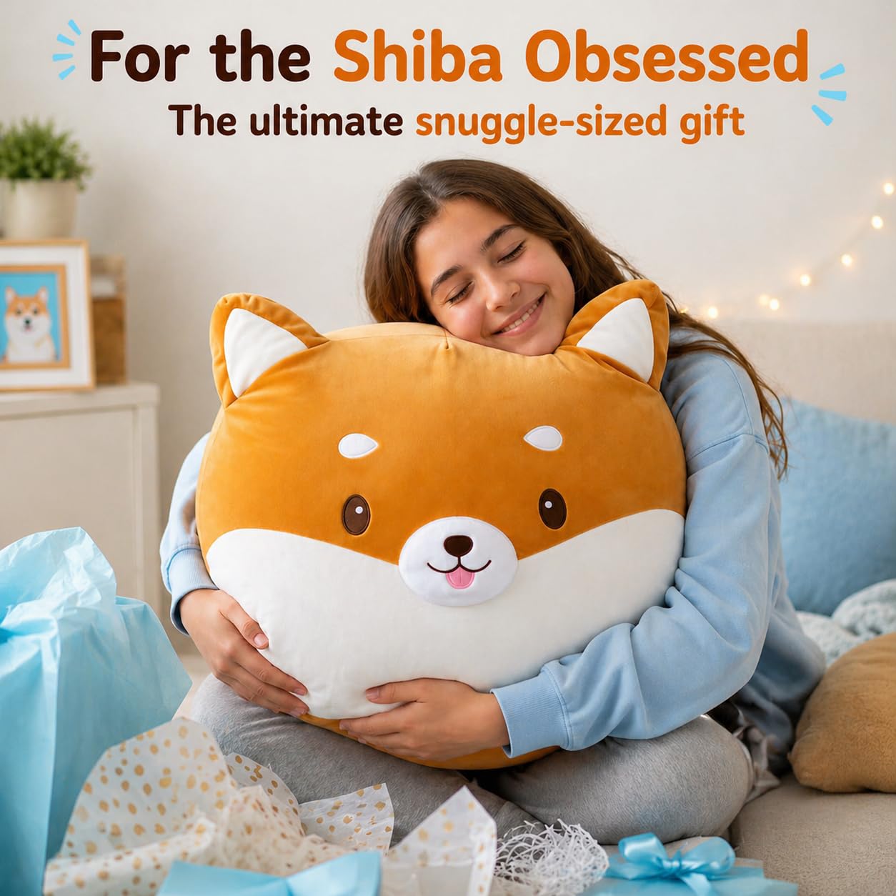 Jumbo Shiba Inu Dog Plush Pillow - 29 Inch Large Squishy Giant XXL Stuffed