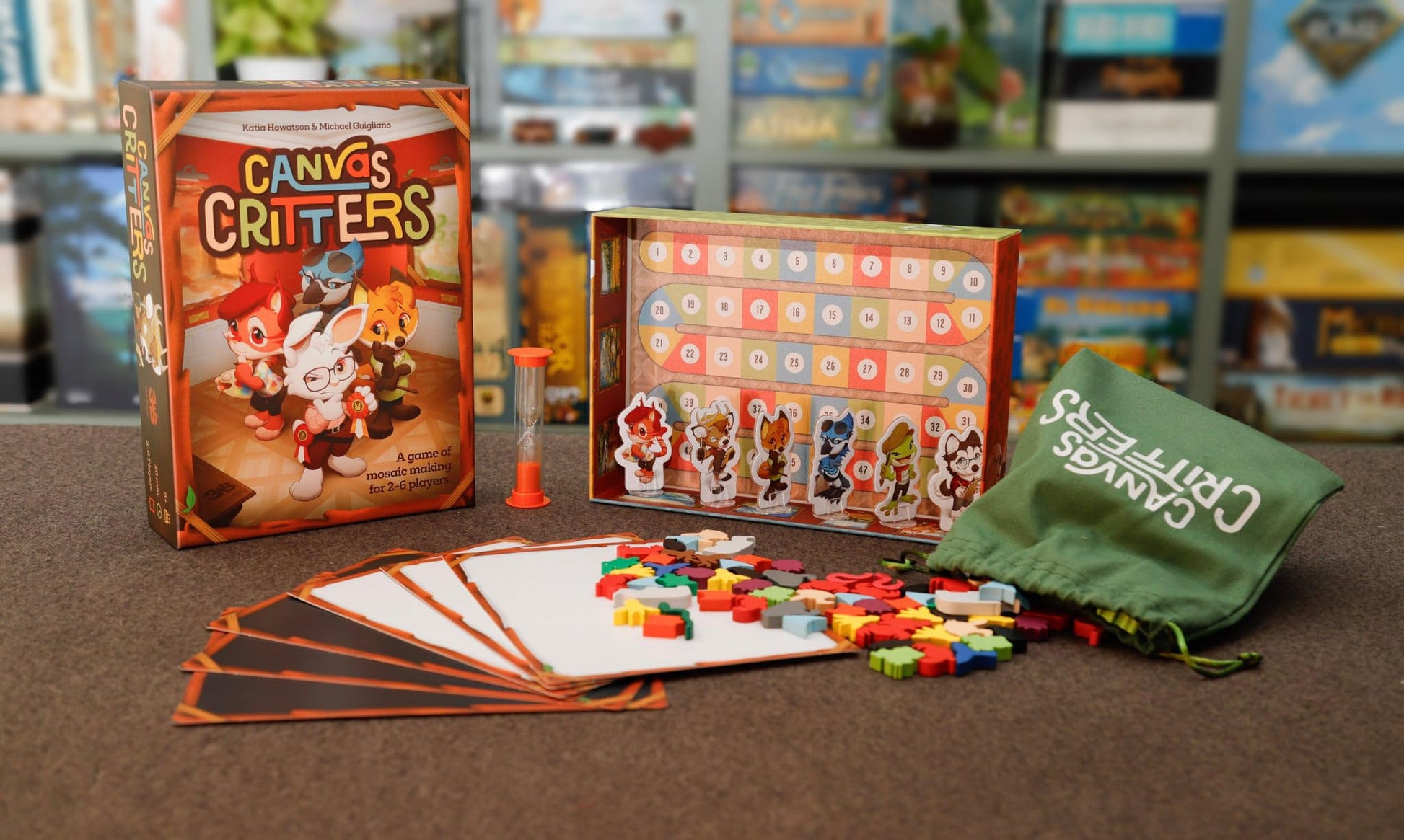 Canvas Critters - Creative Party Game for All Ages | 2 to 6 Players | Build Mosaics with Colorful Animal Meeples | Family-Friendly Board Game