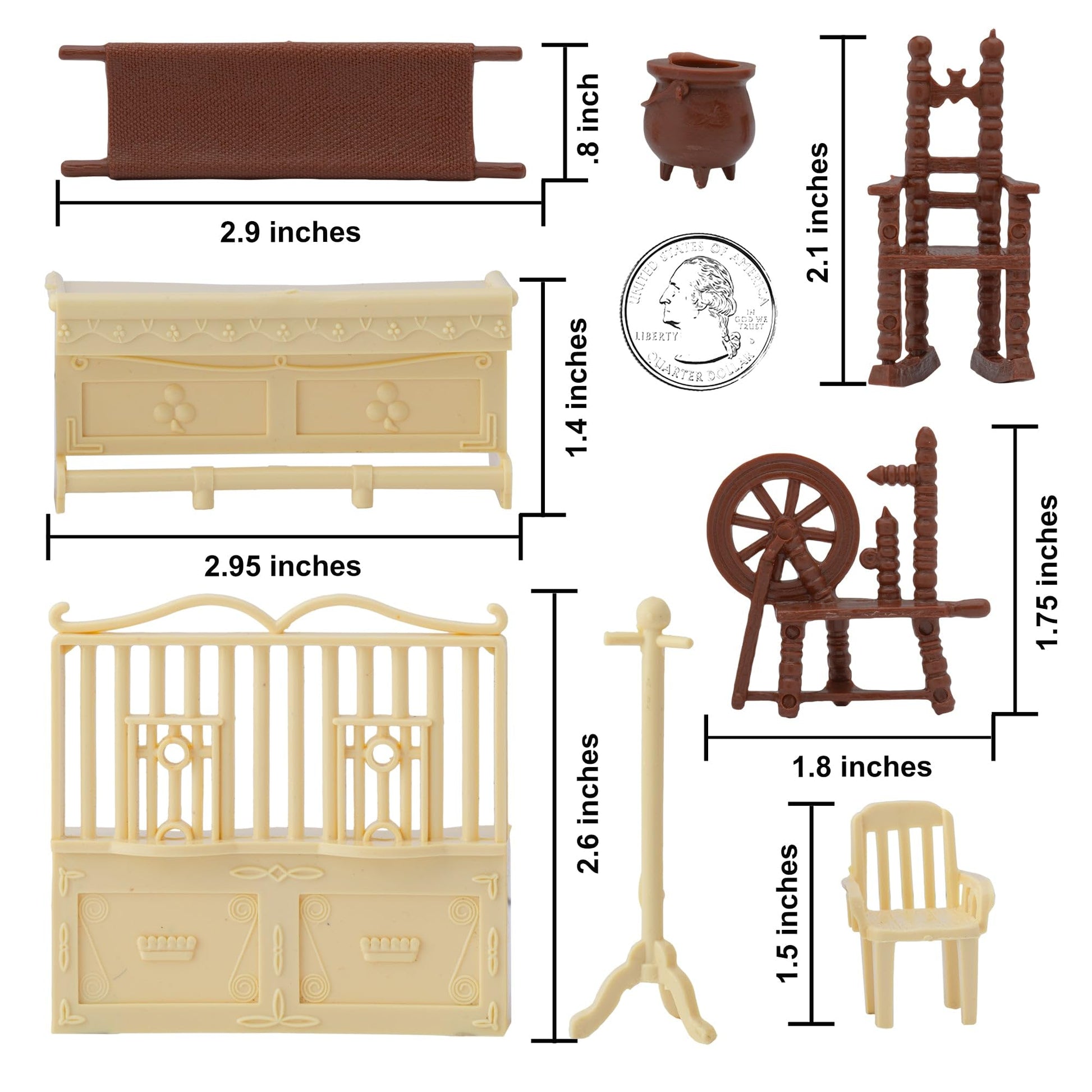 BMC Classic Marx Antique Furniture - 36pc Dollhouse Plastic Playset Accessories