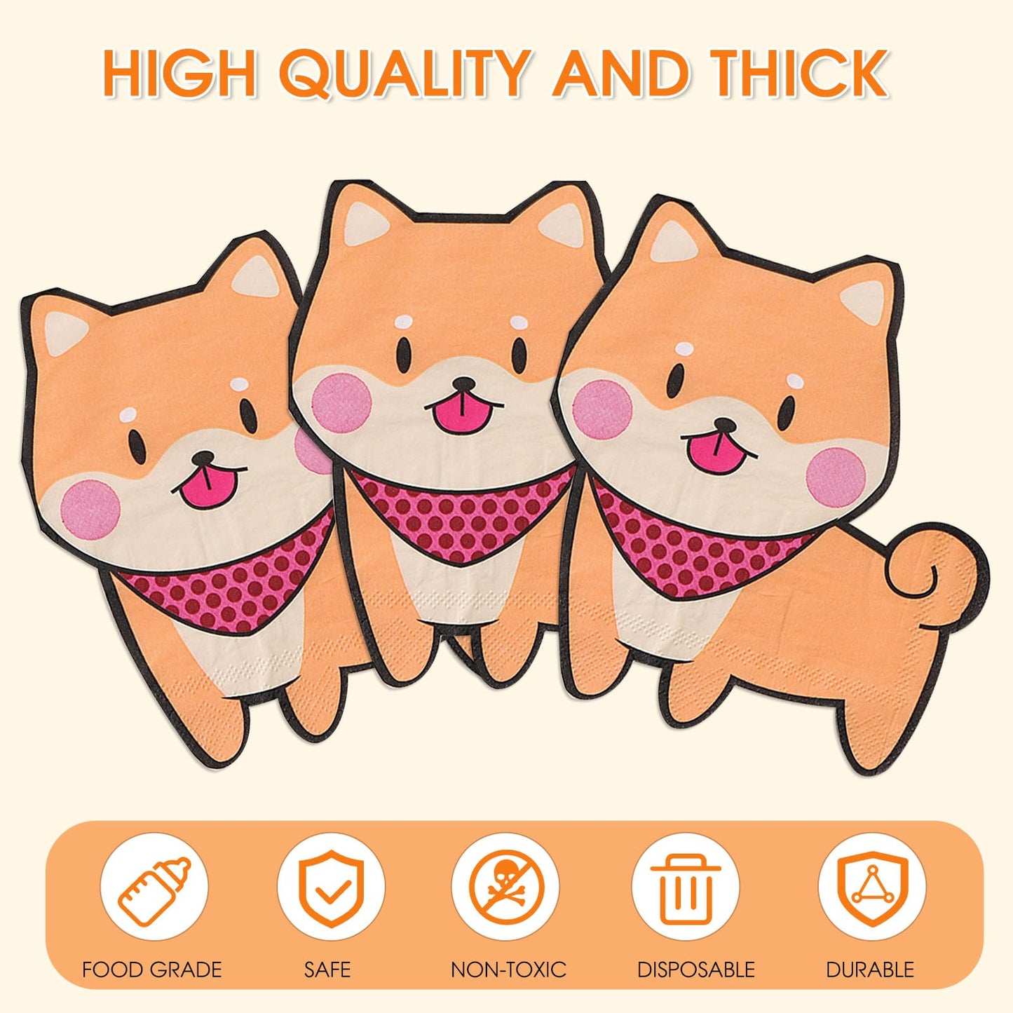 100Pcs Puppy Napkins,Cute Doggy Themed Party Tableware Kit,Dog Cocktail Napkins,For Baby Shower,Birthday,Weddings,Dog Birthday Party Decorations