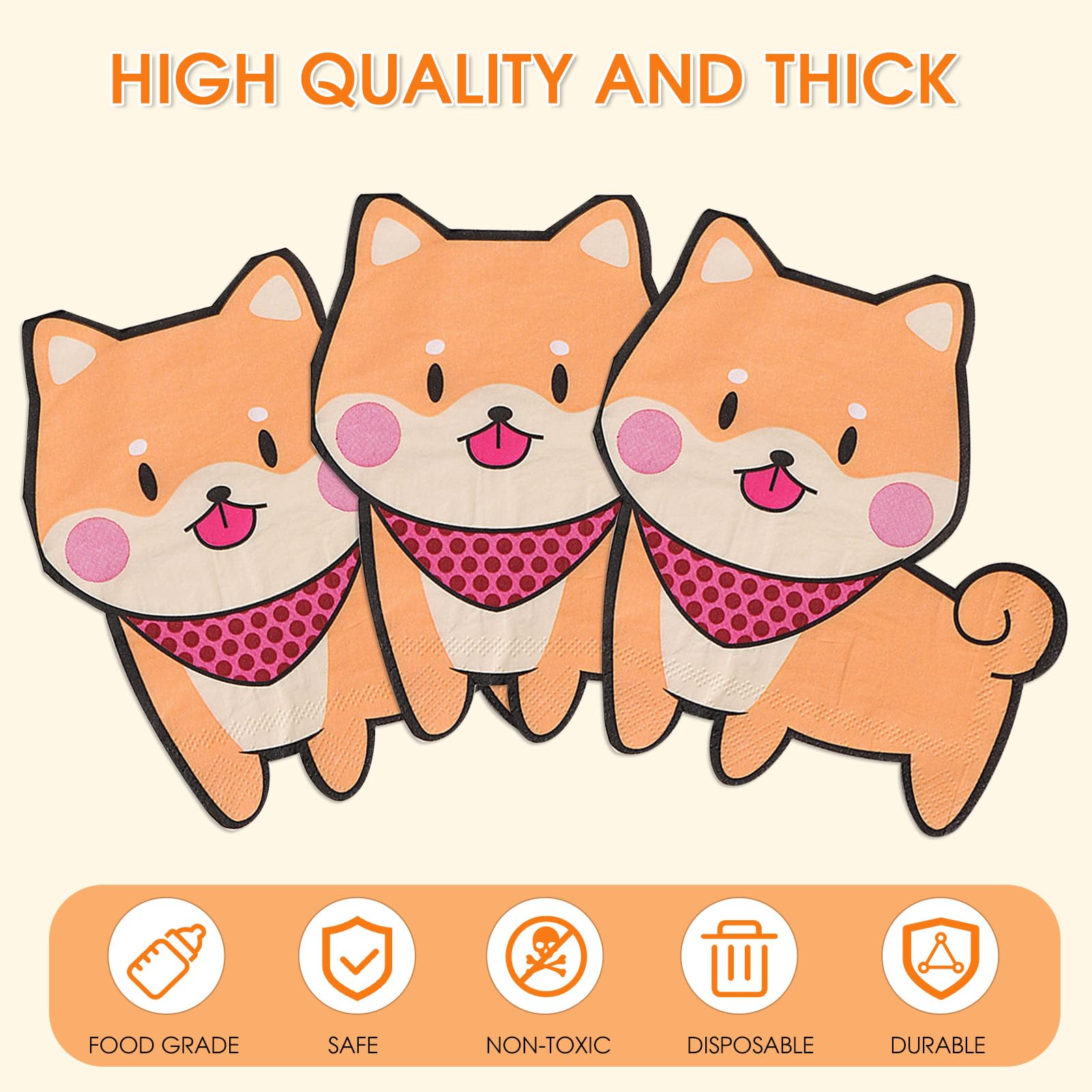100Pcs Puppy Napkins,Cute Doggy Themed Party Tableware Kit,Dog Cocktail Napkins,For Baby Shower,Birthday,Weddings,Dog Birthday Party Decorations