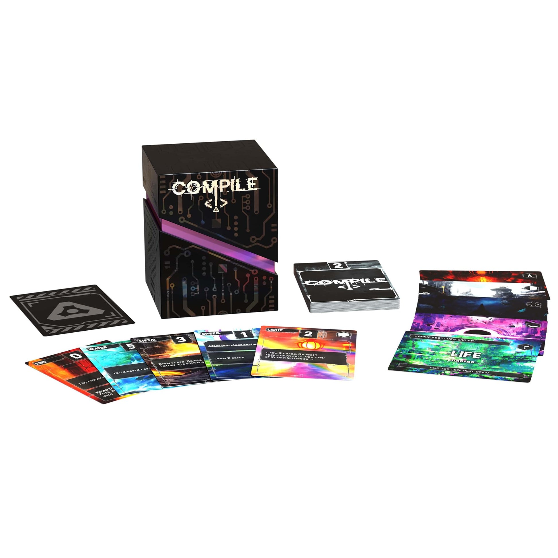 Synapses Games: Compile: Main 1 - Area Control Strategy Card Game, Play As Competing Artificial Intelligence, Ages 14+, 2 Players, 20 Min