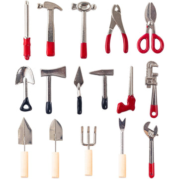 SAMCAMI Miniature Tools for 1/12 Scale Dollhouse Accessories, Miniature Garden Accessories, Dollhouse Miniatures, 16 Pieces (No.1)