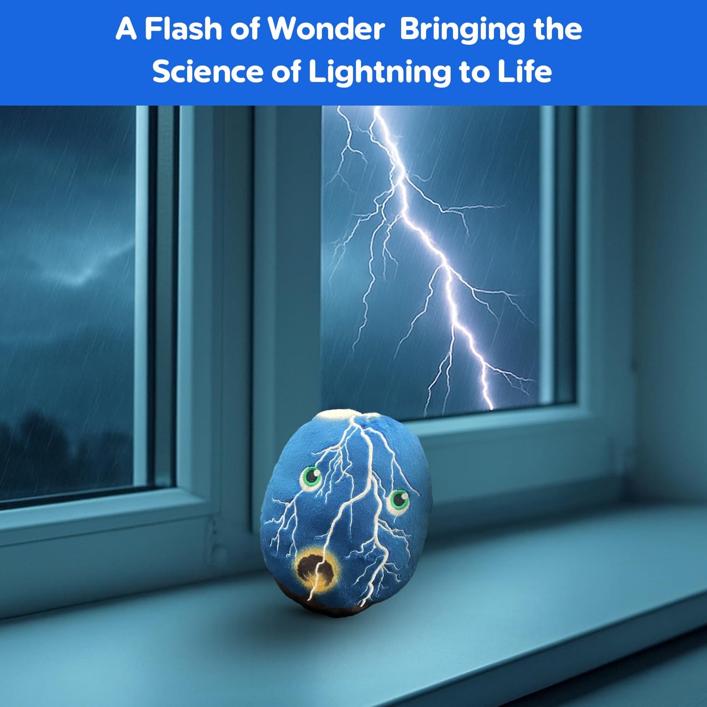 Thunderheads Lightning Plush, Weather-Inspired Educational Gift with Fact Card for Exploring Weather and Earth Science, for Nature Lovers, Storm