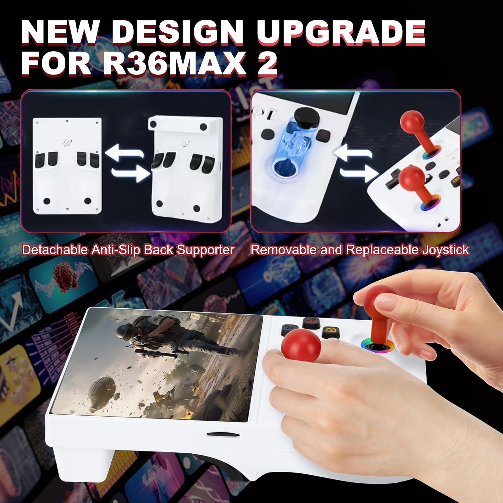Handheld Retro Game Console R36MAX 2 (Latest Version), Portable Gaming Console with 4.5” IPS Screen, WiFi Multiplayer & Vibration, 128GB, Linux