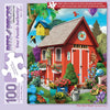 Bits and Pieces 100 Piece Puzzles for Adults - The Red Shed - 100 Extra Large Pieces 15" x 19" Jigsaw Puzzles, Red Barn Flowers Birds, No 2 Pieces