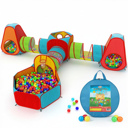 Playz 7pc Kids pop up Play Tent, Crawl Tunnel & Ball Pit for Toddlers