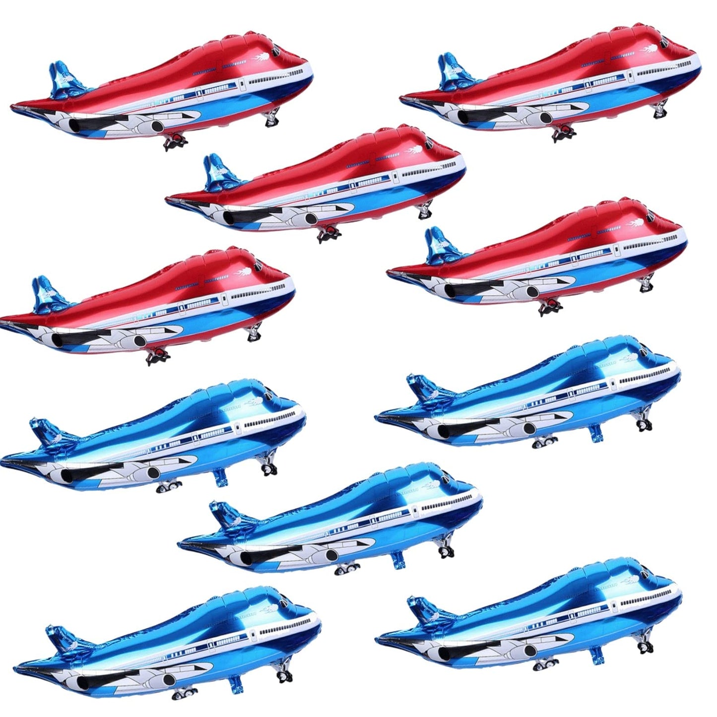 10 PCS Airplane Balloons Foil Mylar Balloons for Baby Shower Toys Themed Party Birthday Decoration Supplies (Red, Bule?
