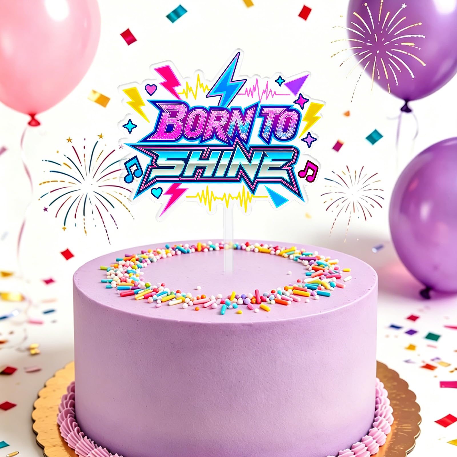 Kpop Cake Topper, Born to Shine Music Party Cake Decorations Supplies