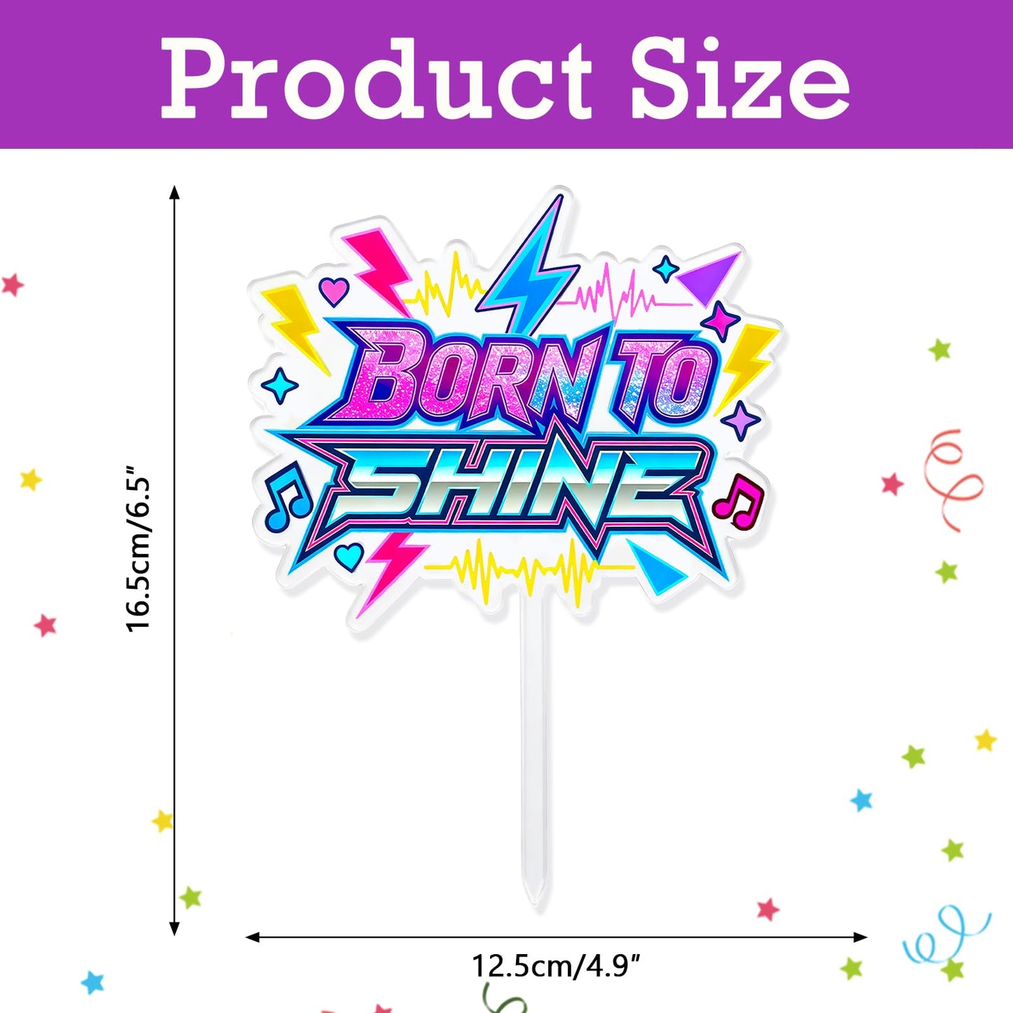 Kpop Cake Topper, Born to Shine Music Party Cake Decorations Supplies