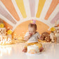 YOUAME Bohemian First Birthday Crown - Girl's 1st Trip Around the Sun Outfit, Sun Party Decorations (Pink)