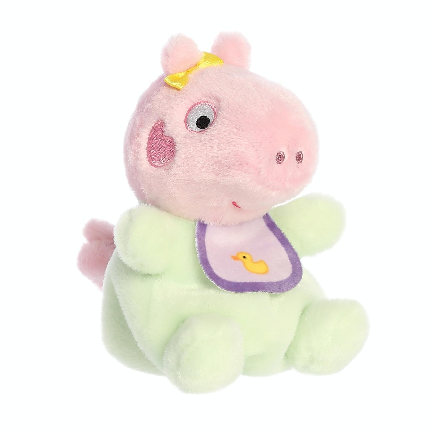 Aurora® Playful Peppa Pig™ Baby Evie with Bib Palm Pals™ Stuffed Animal - Officially Licensed Toys for All Fans - Perfect for Birthdays, Adults