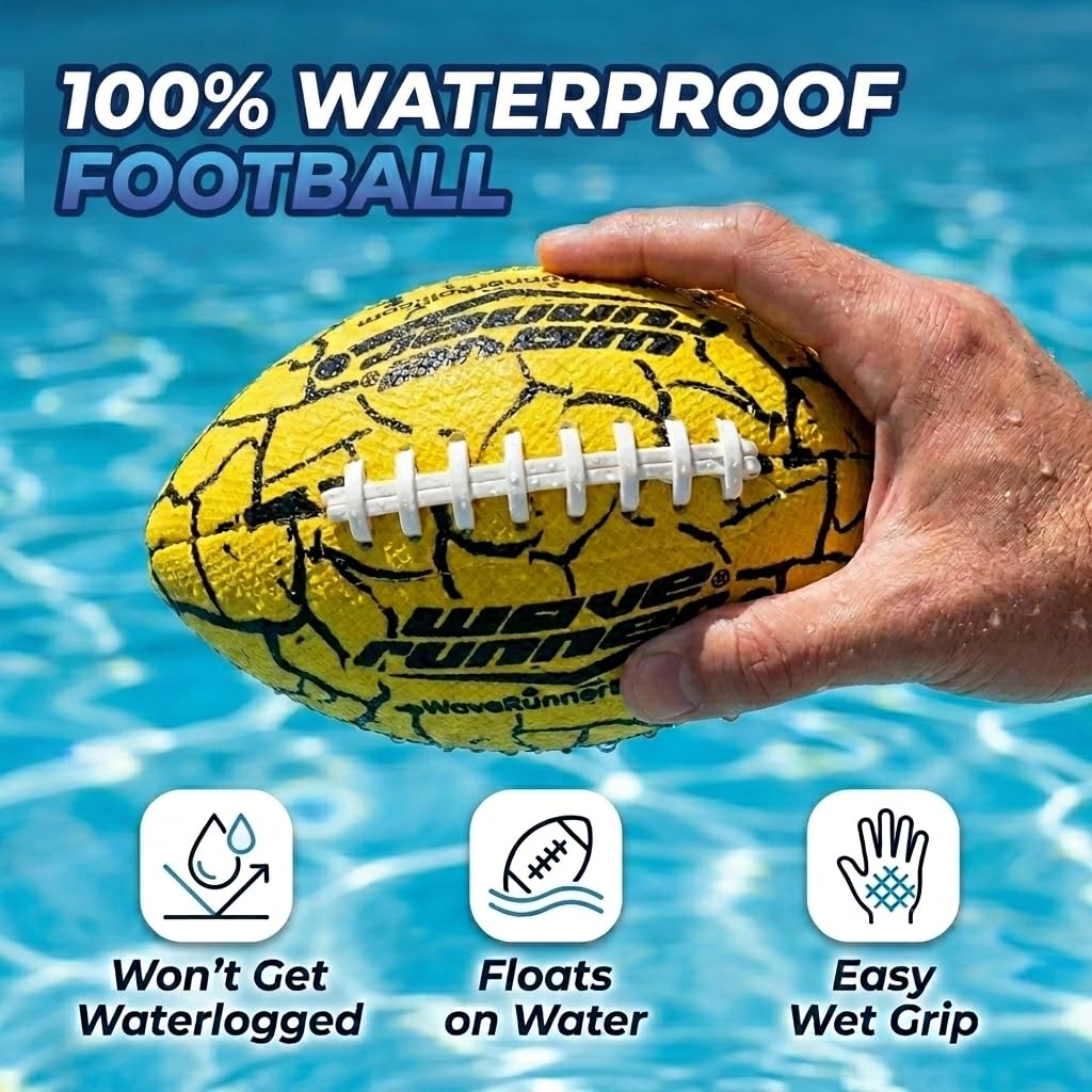 Wave Runner Water Football for Pool and Beach | Waterproof Football for Outdoor Games for Adults, Teens, and Kids - Lightweight Pool Toys, Easy Wet
