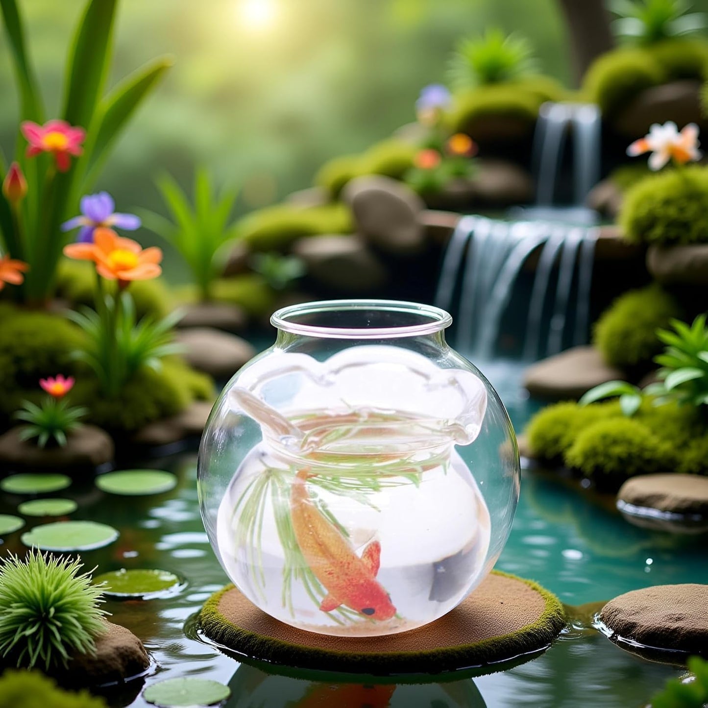 2Pcs Multicolour Mini Round Fish Tank Realistic Glass Decor for Dollhouse Display Captivating Miniature for Crafts Ornaments Handmade