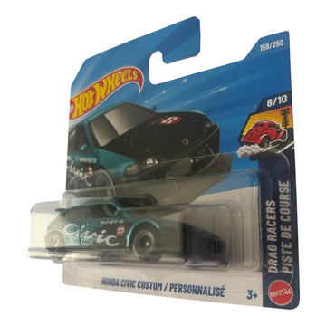 Hot Wheels Honda Civic Custom [Teal] Drag Racers 8/10, 159/250-1:64 Scale Diecast Toy Vehicle