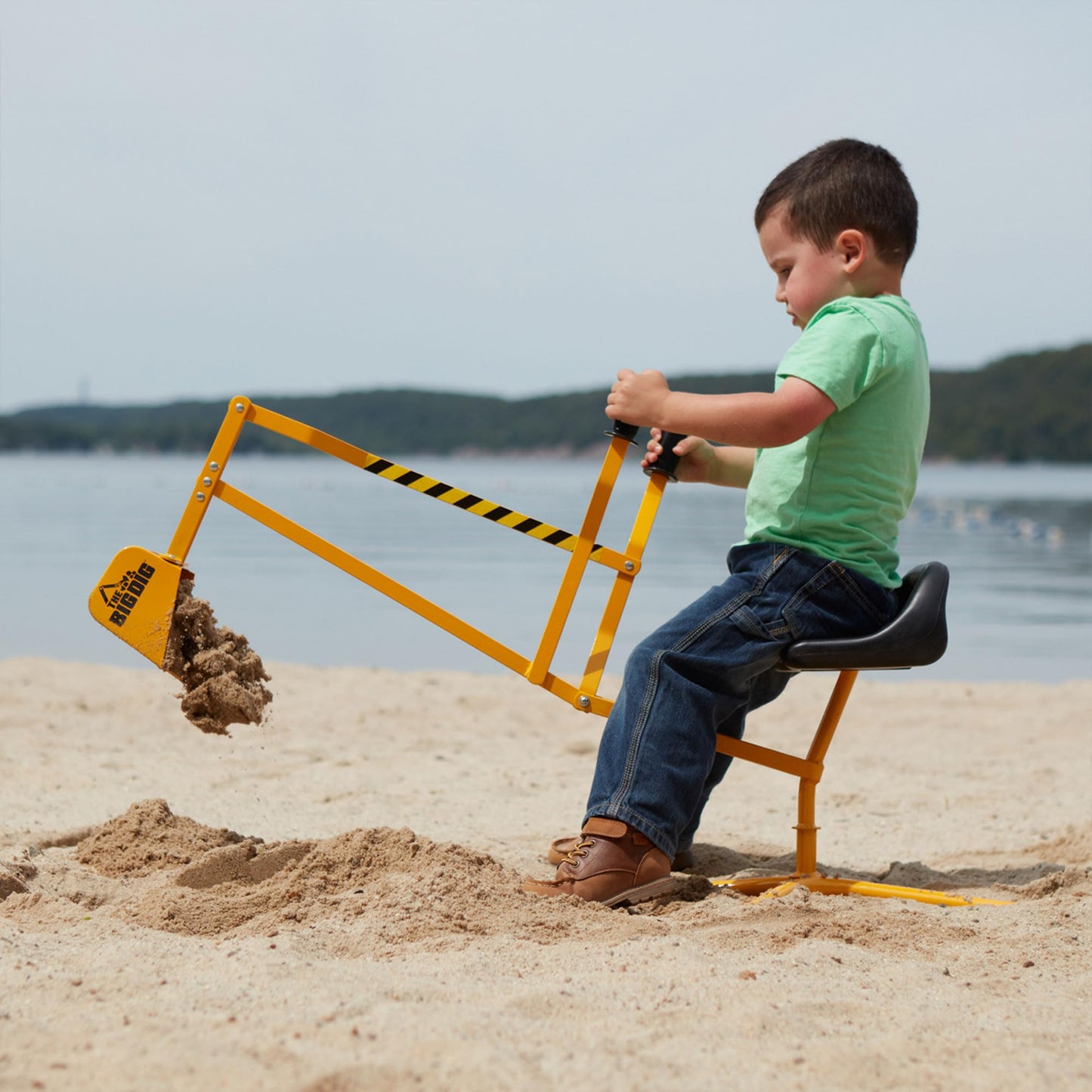 Big Dig Excavator Ride-On Sandbox Digger with 360 Rotation Base, Yellow