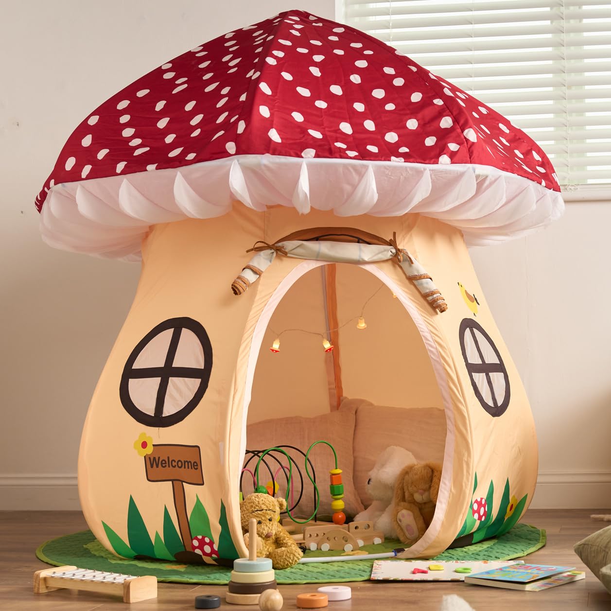 Enchanted Mushroom Play Tent - A World of Adventure for Kids 3+ - Large 61 x 61 x 60 Inch Toddler Tent for Creative Indoor Fun, Non-Slip Play Mat