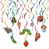 LINGTEER The Very Hungry Insects Cartoon Little Green Caterpillar Butterfly Swirls Streamers - 20 Pcs Children's Reading Story Birthday Party