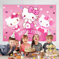Kitty Birthday Decorations,Girls Princess Happy Birthday Banner Backdrop for Kids Birthday Party Supplies (5x3ft)