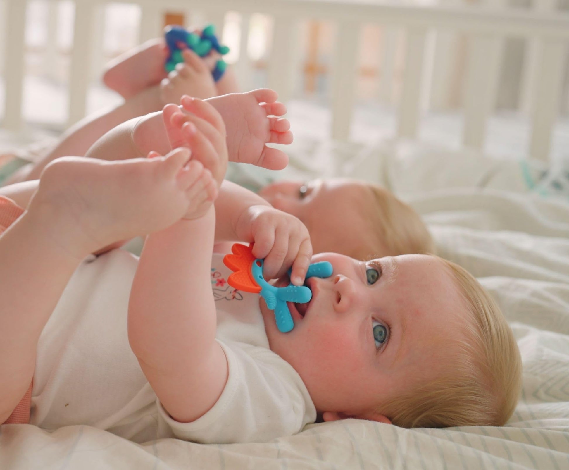 Nuby Geo Zoos Massaging Teether - Baby Teething Toy - Soft Easy Grip - 3+ Months - Dino - Easter Basket Stuffer