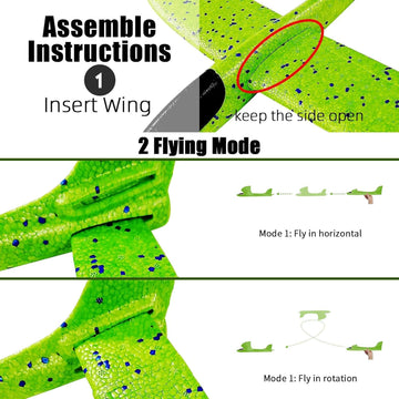 Vyndicca 2 Pack Airplane Toys,17.5" Large Throwing Foam Plane,Foam Airplanes For Kids,2 Flight Mode Glider Plane,Outdoor Sport Toys Birthday Party