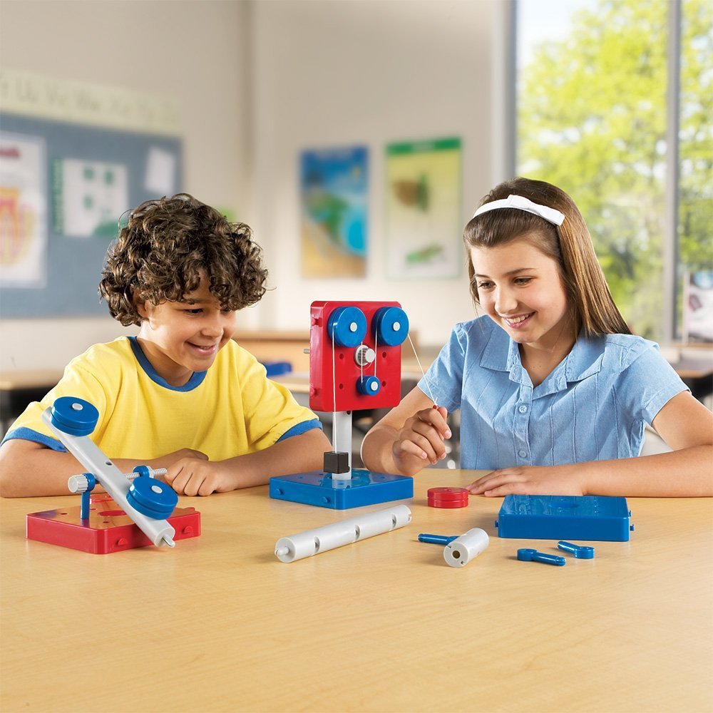 Learning Resources Simple Machines - STEM Kits, Simple Machines Kit for Classroom, Pulleys and Gears for Kids, Engineering Building Sets, STEM