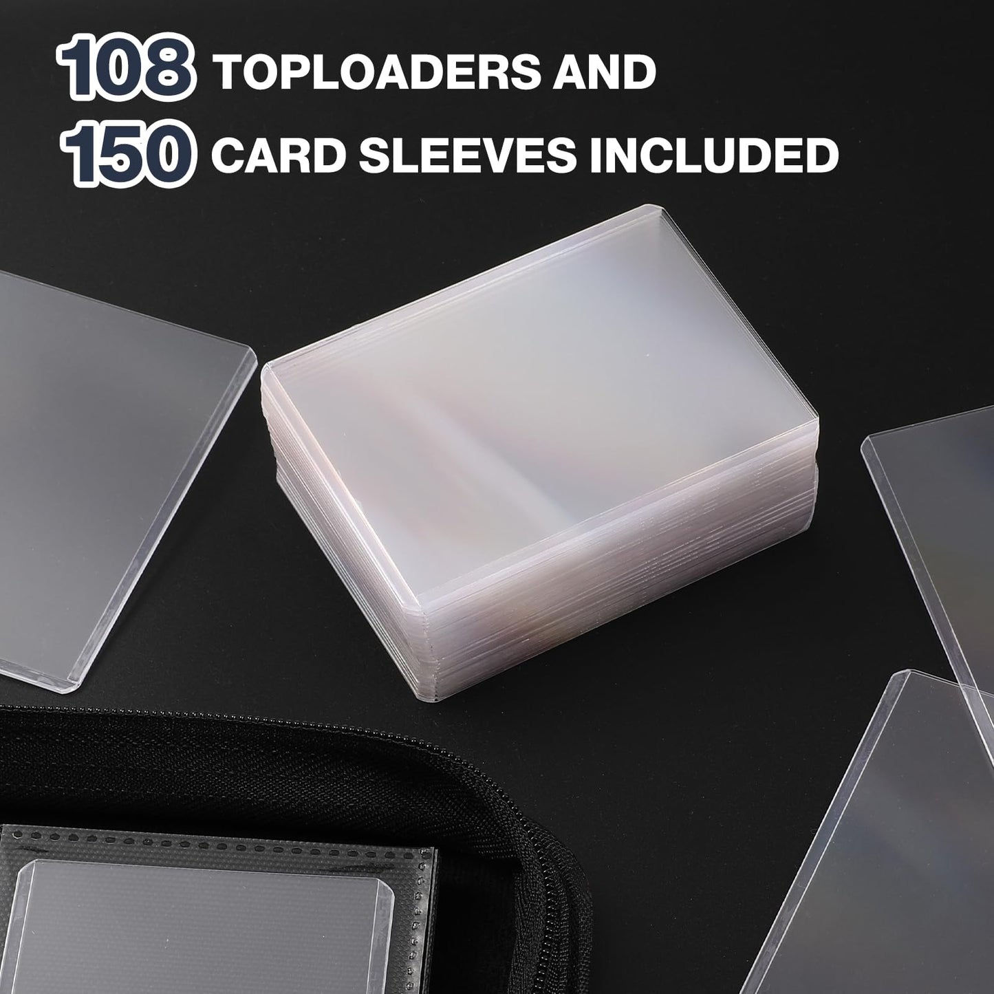 Top Loader Binder 2 Pack, Holds 720 Toploader, 108 Toploaders and 150 Card Sleeves INCLUDED, 9 Pocket Toploader Binder for 3" x 4" Rigid Toploaders