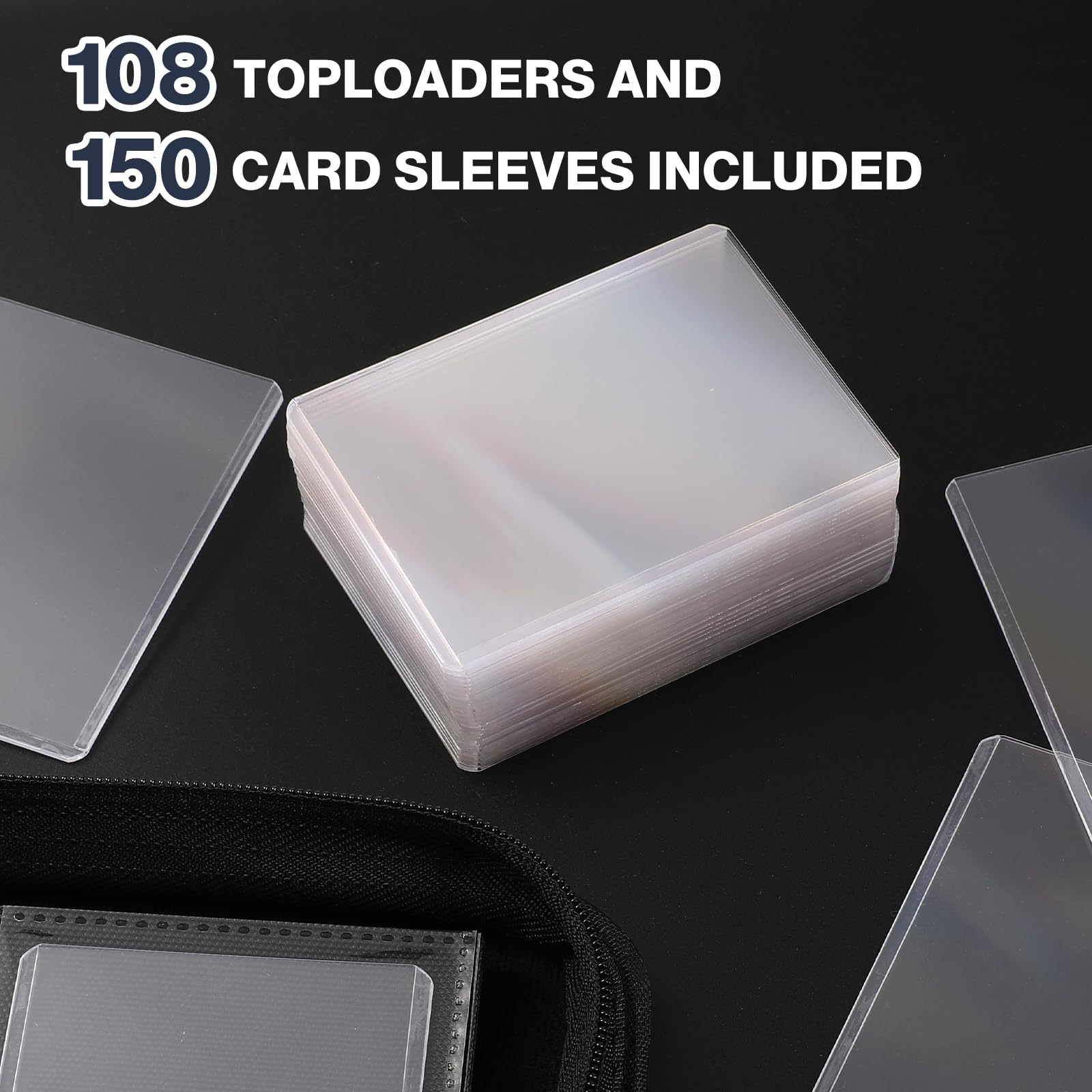 Top Loader Binder 2 Pack, Holds 720 Toploader, 108 Toploaders and 150 Card Sleeves INCLUDED, 9 Pocket Toploader Binder for 3" x 4" Rigid Toploaders