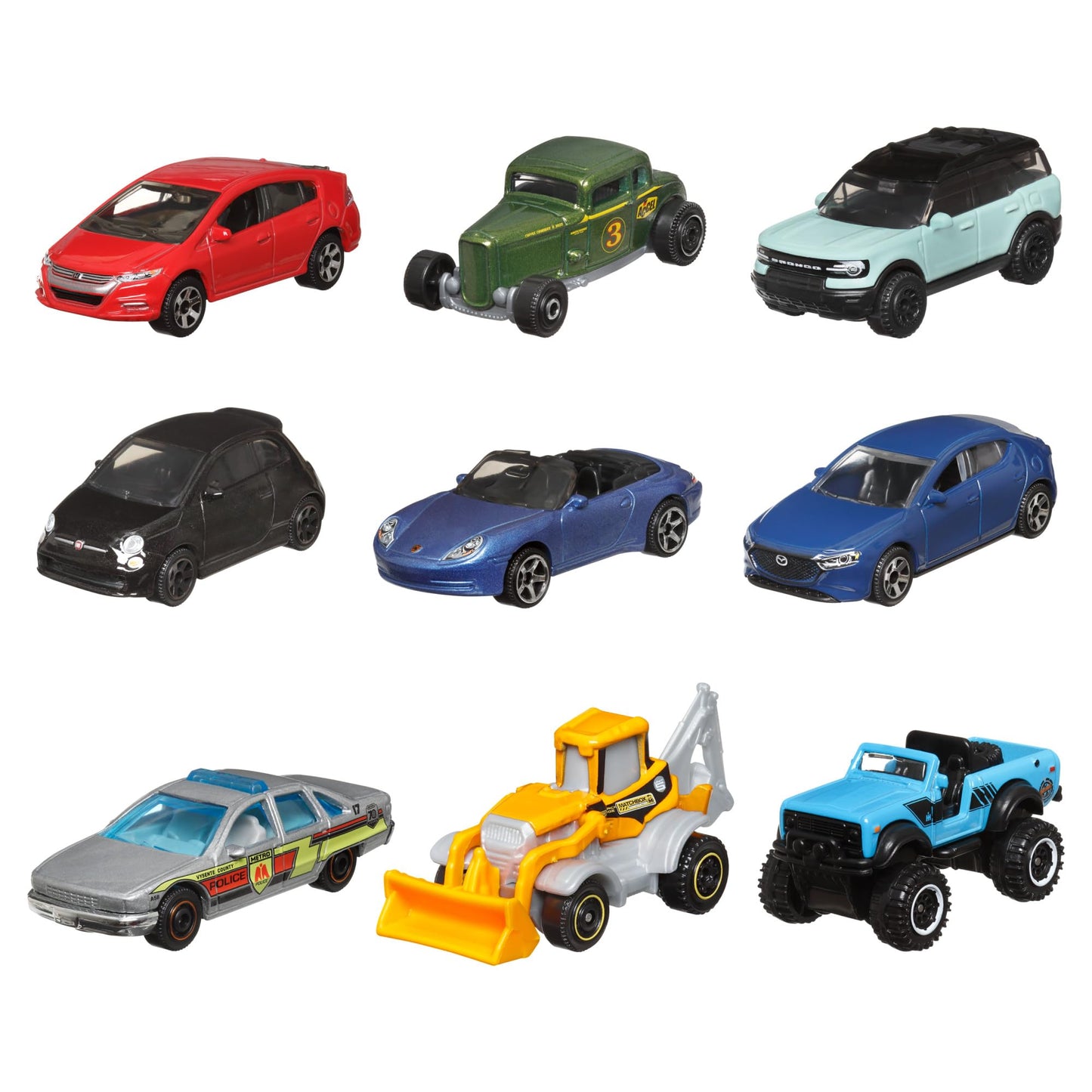 Matchbox 9-Pack Die-Cast 1:64 Scale Toy Cars, Construction or Garbage Trucks, Rescue Vehicles or Planes (Styles May Vary)