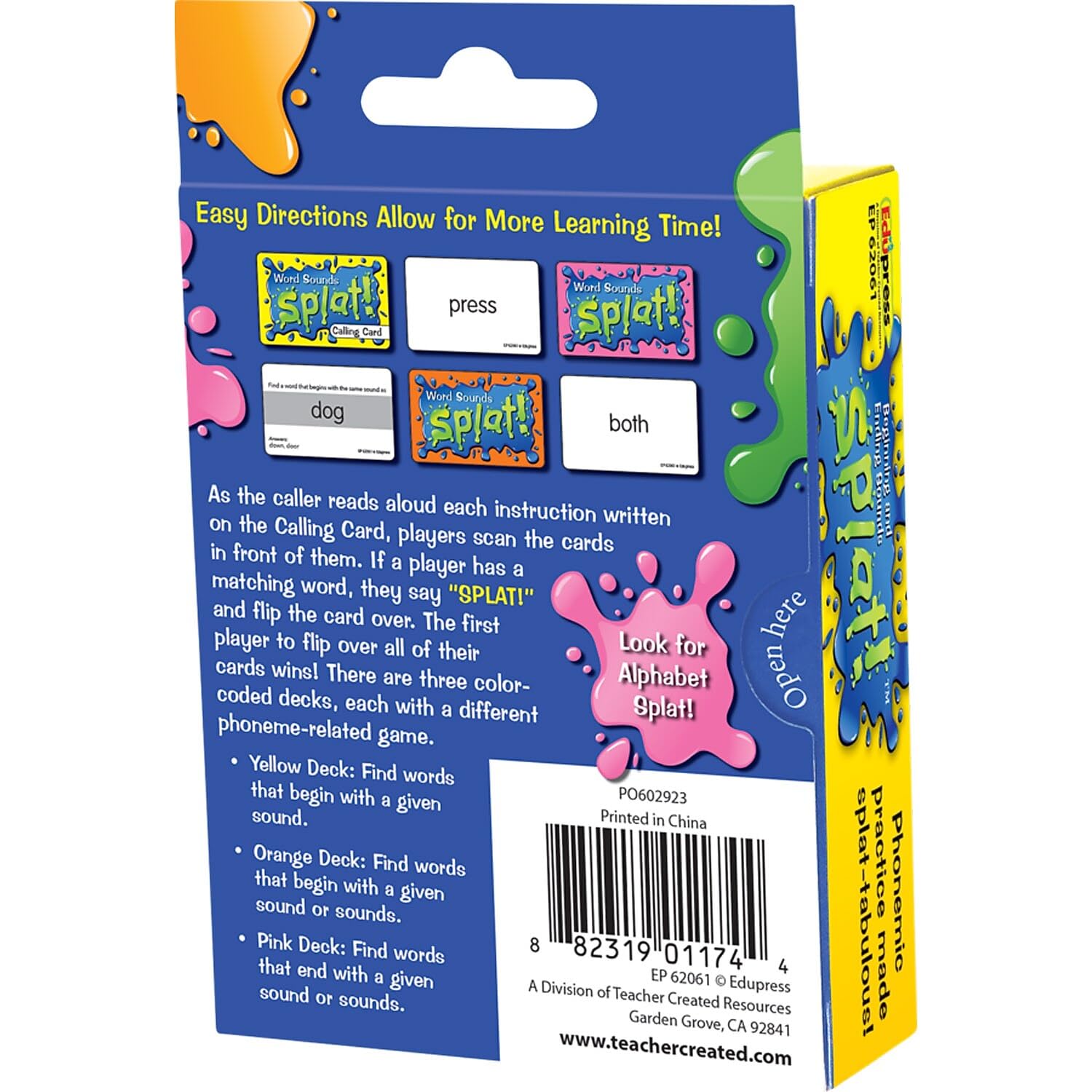 Teacher Created Resources Beginning and Ending Sounds Splat™ Game Grades K-2 (EP62061)