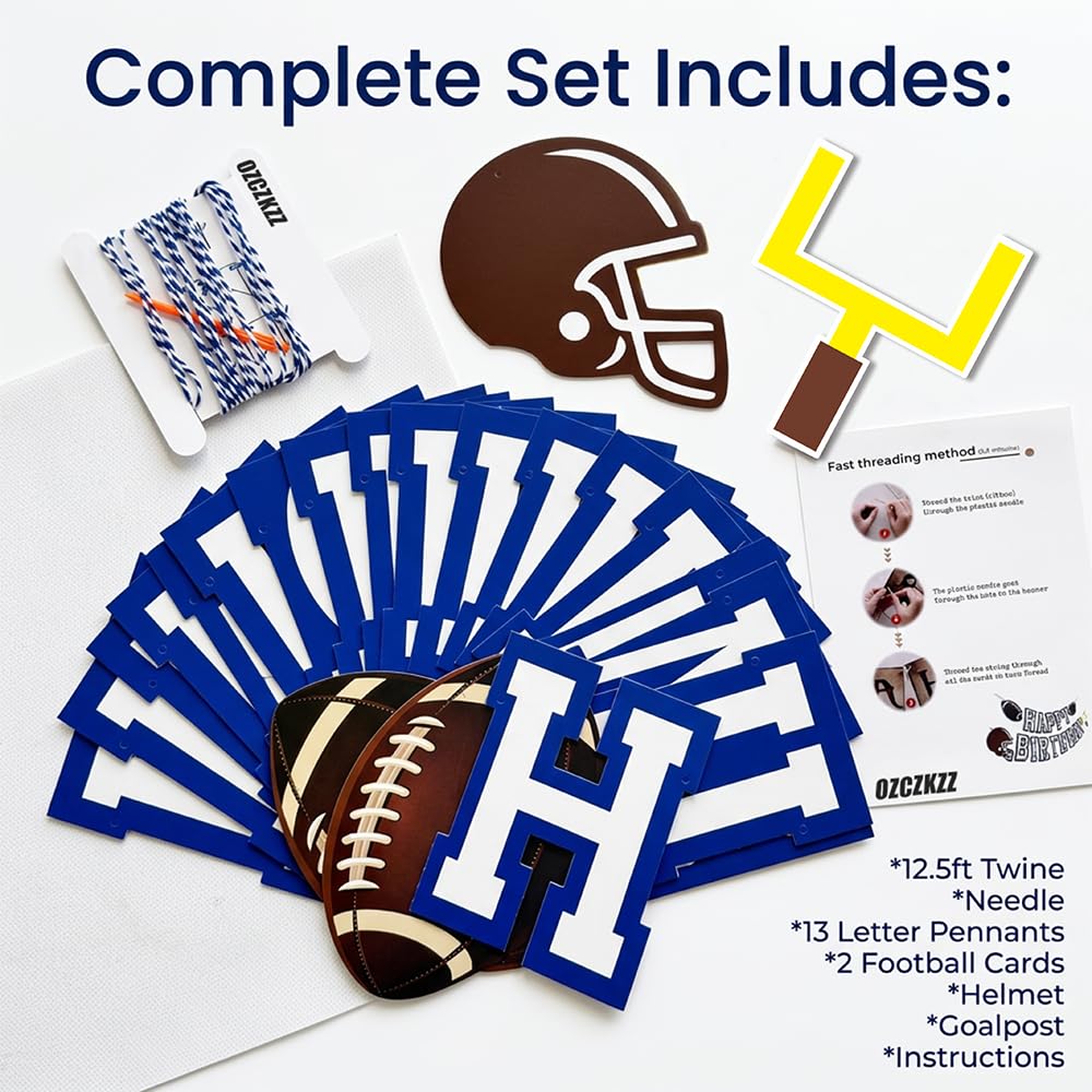 Football Happy Birthday Banner,Football Party Decorations, Happy Birthday Bunting Sign for Sport Theme Decoration