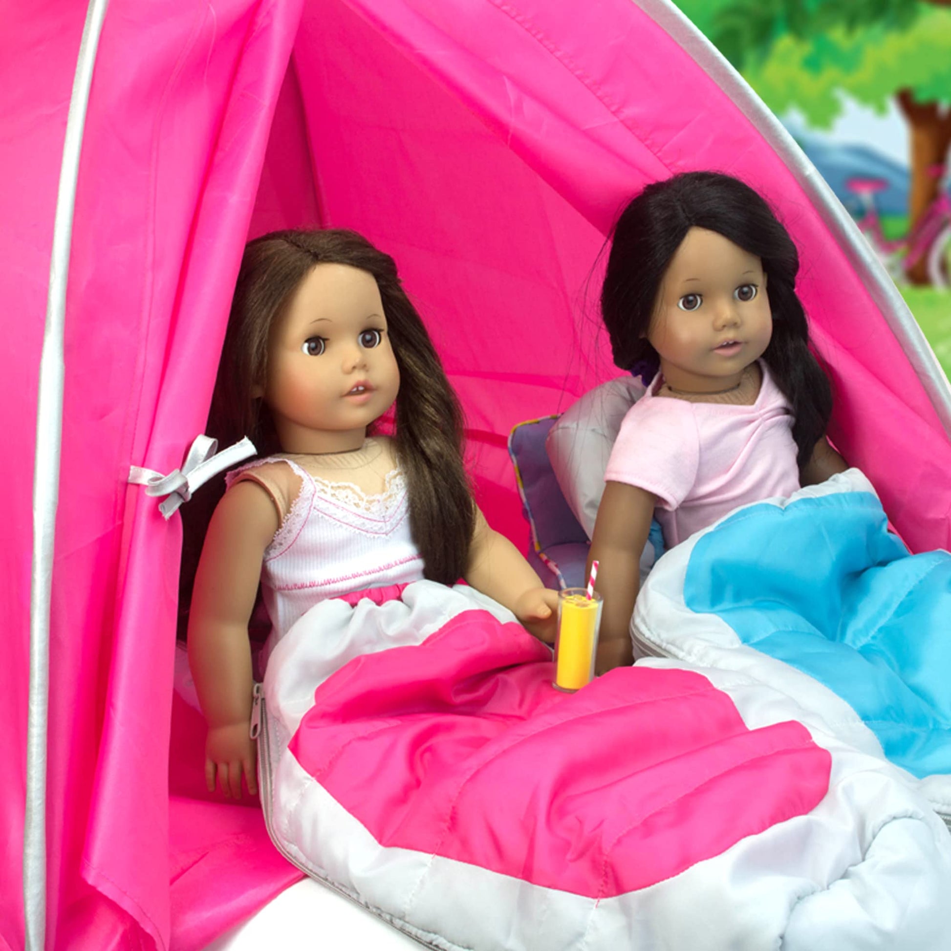 Sophia's 18" Doll Camping Tent with Storage Bag, Hot Pink and Silver