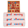 Montessori Wood Small Movable Alphabet with Box and Large Spelling Mat
