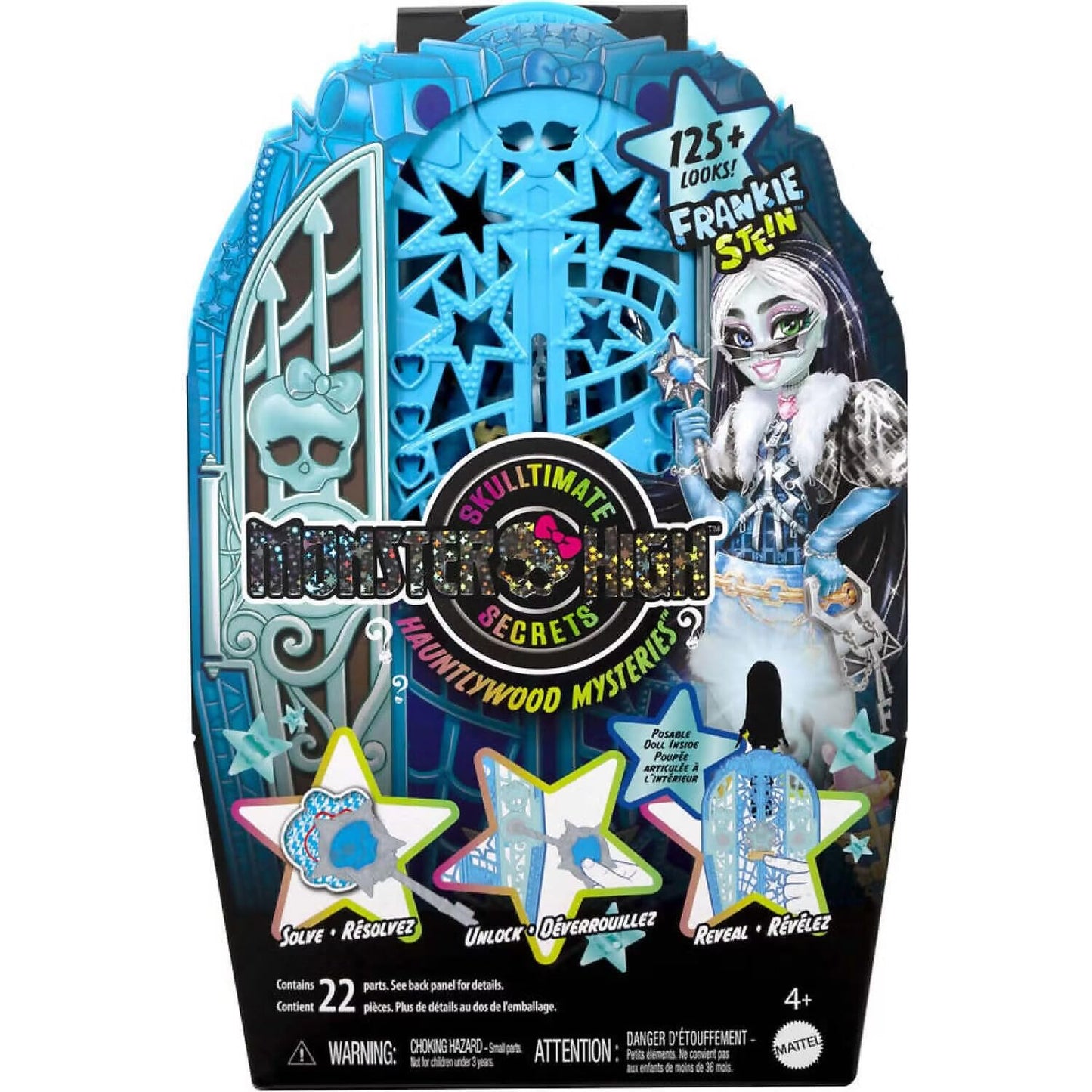 Monster High Skulltimate Secrets Doll and Accessories Set, Hauntlywood Mysteries Frankie Stein with Reveal Closet & 19+ Glam Surprises Like Doll