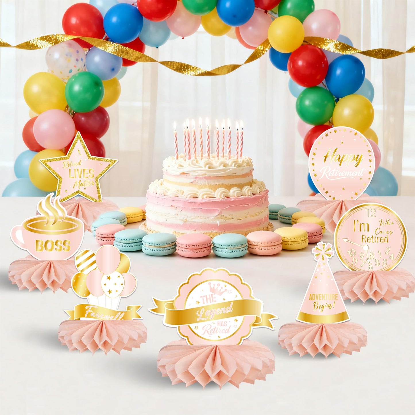Retirement Party Table Decorations- 10 PCS Happy Retirement Honeycomb Centerpieces for Table Toppers, The Legend Has Retired Party Supplies