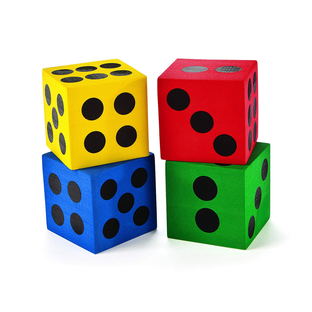 Foam Jumbo Playing Dice, Assorted Primary Colors, 12 Count
