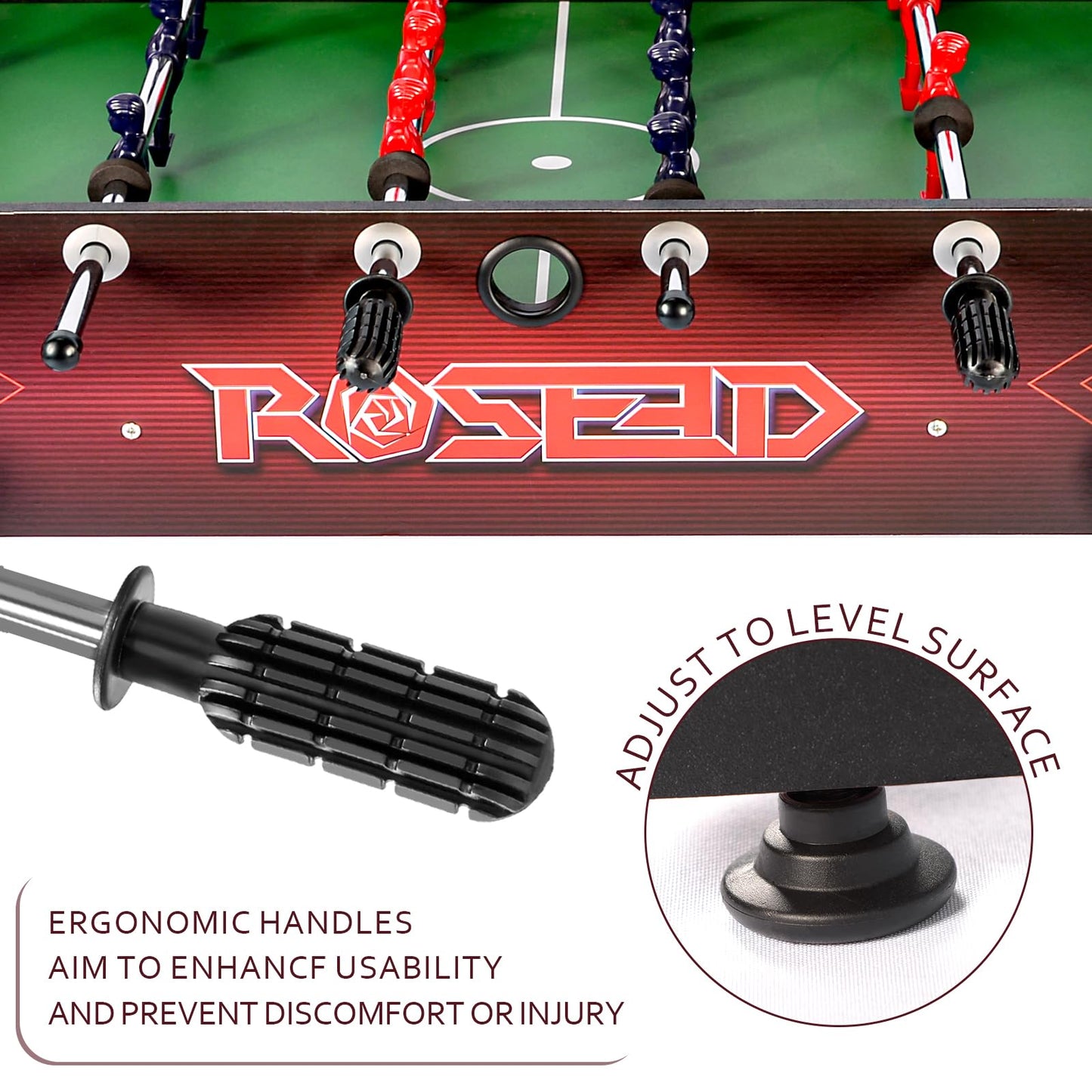46" Full Size Foosball Table, Soccer Game Table with Footballs for Game Room, Adults Kids Family