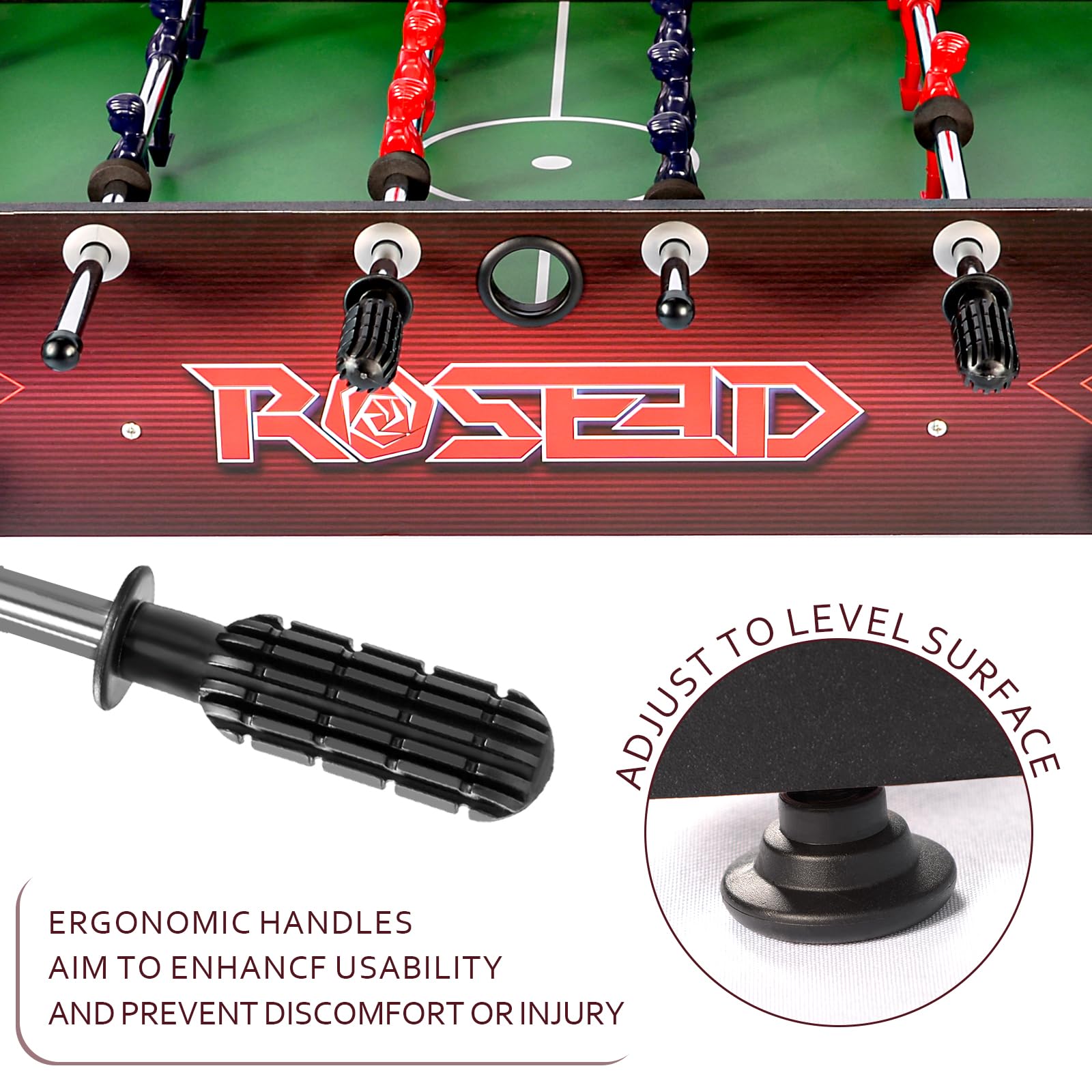 46" Full Size Foosball Table, Soccer Game Table with Footballs for Game Room, Adults Kids Family