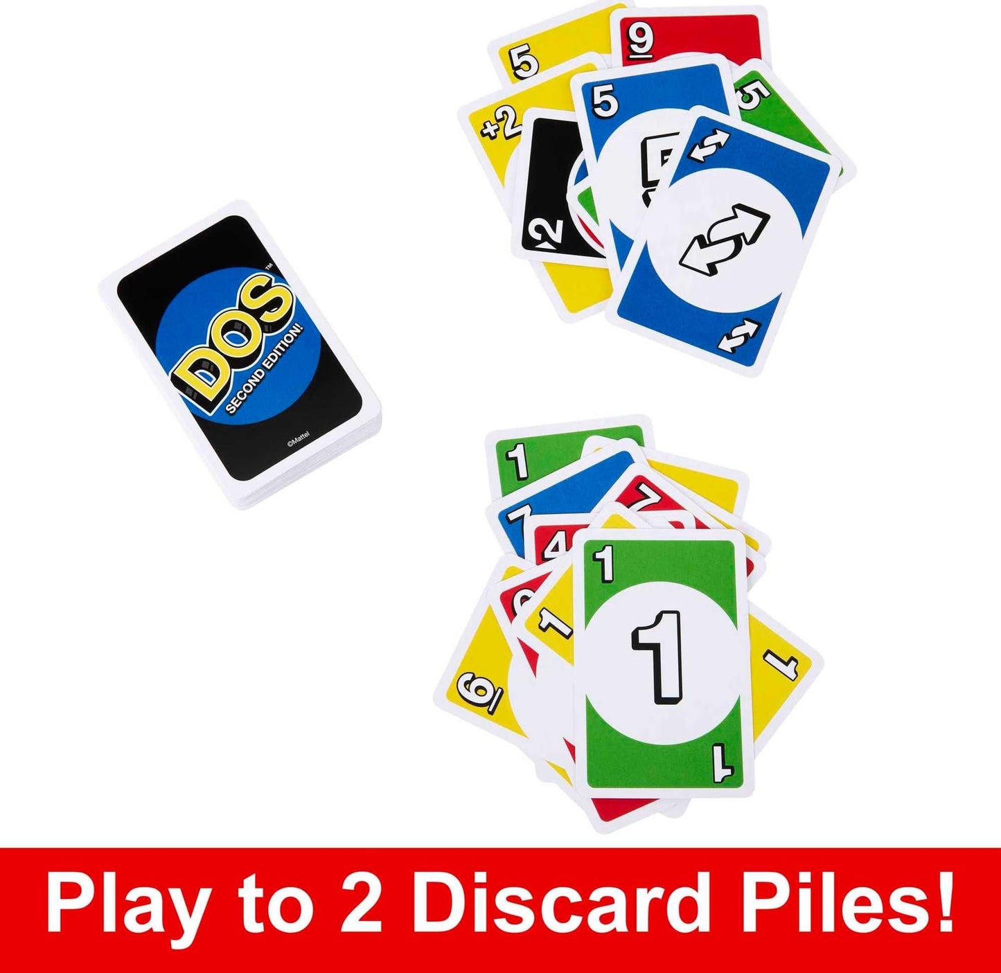 Mattel Games DOS Second Edition Card Game for Kids & Families, Color Blind Accessible Deck for Groups & Parties