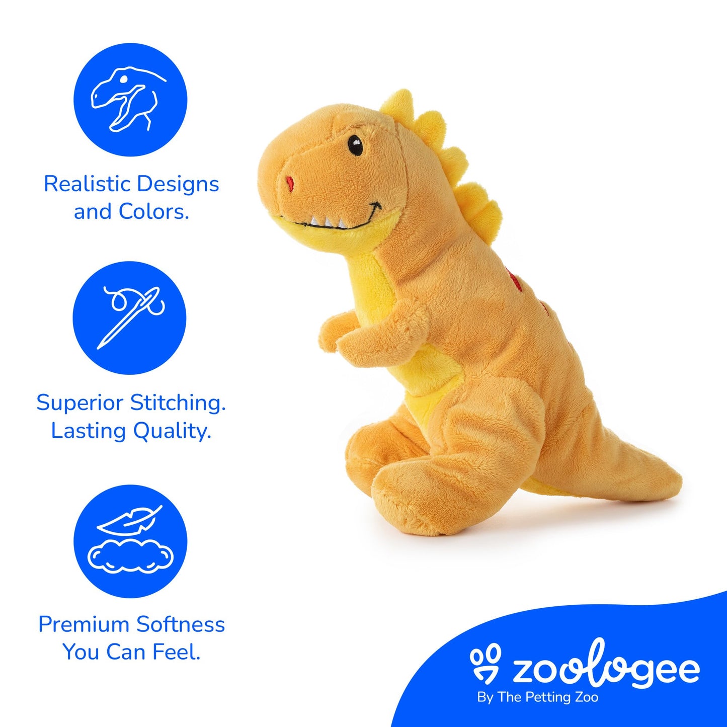 The Petting Zoo Baby T-Rex Stuffed Animal Plushie, Dinosaur Animals, ZOOLOGEE T-Rex Dinosaur Plush Toy 11 inches
