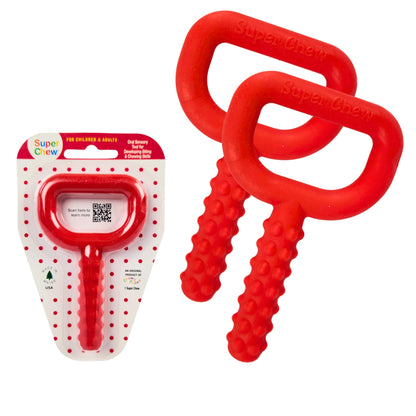 Chewy Tubes Super Chew (2 Pack) - Knobby Closed Loop Oral Motor Chewing Tool for Practicing Biting and Chewing [Red, 9/16" Diameter] | Made in USA |
