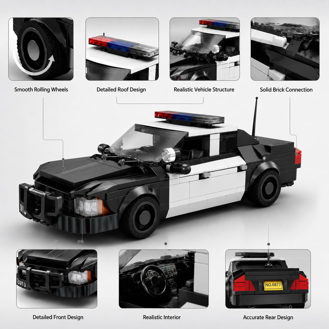 GoAssemb Police Car Building Blocks Set, MOC Creative City Vehicle Construction Kits, Ideal for Adult Builders, City Model Collectors and Display