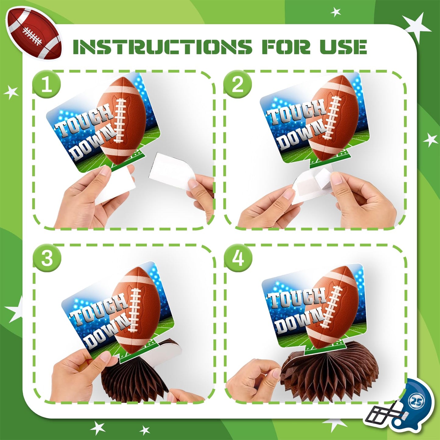 Football Party Table Decorations | Football Birthday Honeycomb Centerpieces Table Toppers | Game Day Party Table Decor Centerpiece Ornaments Supplies